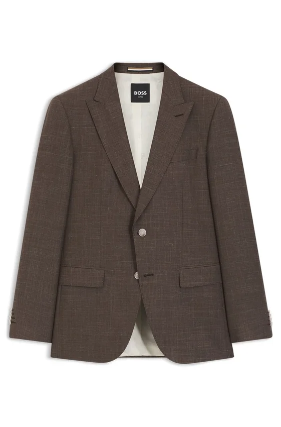 Slim-fit jacket in virgin wool, silk and linen Slim-fit jacket in virgin wool, silk and linen
