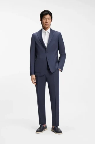 Slim-fit jacket in washable virgin wool