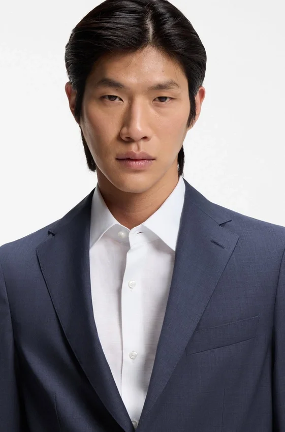Slim-fit jacket in washable virgin wool Slim-fit jacket in washable virgin wool