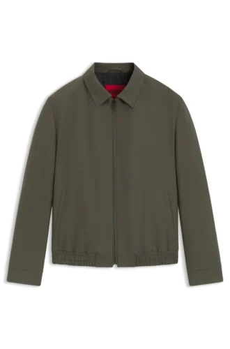 Slim-fit jacket in wool-blend poplin
