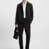 Slim-fit jacket in wool-blend poplin