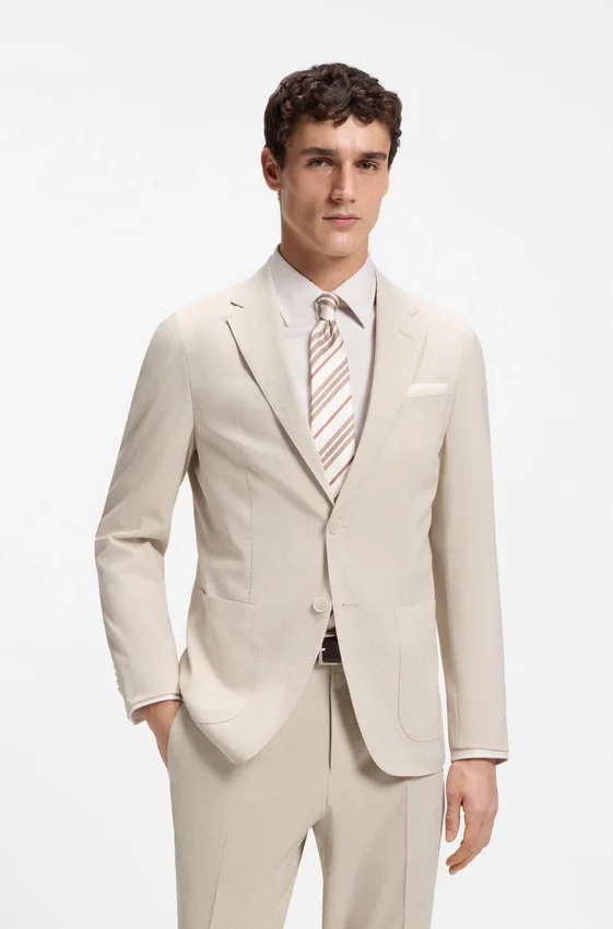 Slim-fit jacket in wool-blend seersucker Slim-fit jacket in wool-blend seersucker