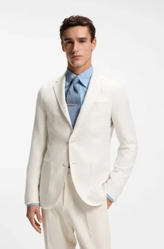 Slim-fit jacket in wool, silk and linen