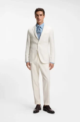 Slim-fit jacket in wool, silk and linen