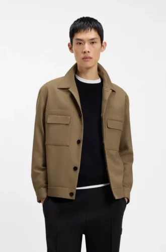 Slim-fit jacket in wrinkle-resistant twill