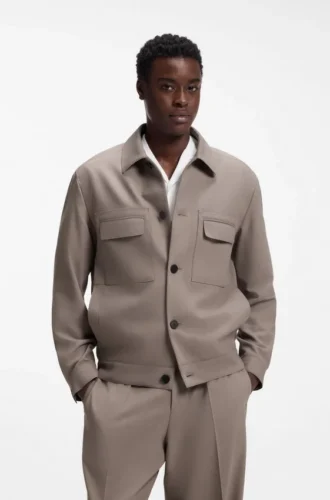 Slim-fit jacket in wrinkle-resistant twill