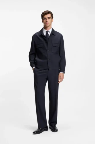 Slim-fit jacket in wrinkle-resistant twill
