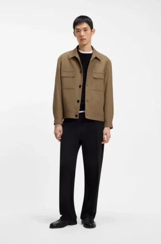 Slim-fit jacket in wrinkle-resistant twill