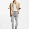 Slim-fit jeans in distressed gray denim
