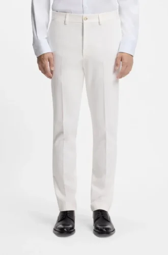 Slim-fit pants in cotton, cashmere and stretch