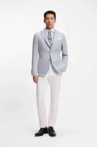Slim-fit pants in cotton, cashmere and stretch