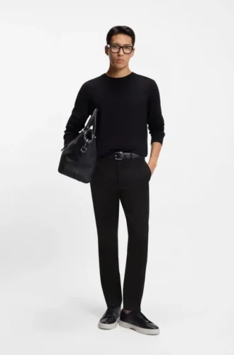 Slim-fit pants in cotton, cashmere and stretch
