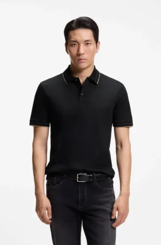 Slim-fit polo shirt in mercerized cotton