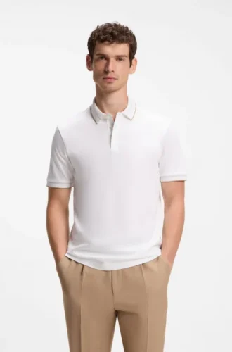 Slim-fit polo shirt in mercerized cotton