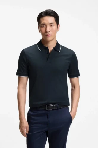 Slim-fit polo shirt in mercerized cotton