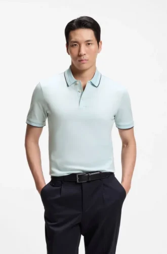 Slim-fit polo shirt in mercerized cotton