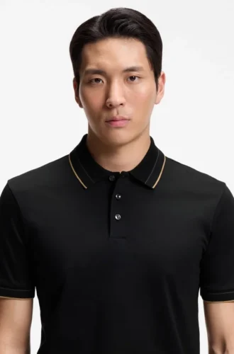 Slim-fit polo shirt in mercerized cotton