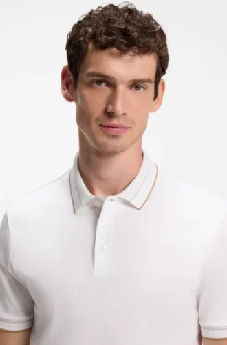Slim-fit polo shirt in mercerized cotton