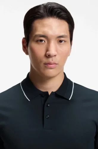 Slim-fit polo shirt in mercerized cotton