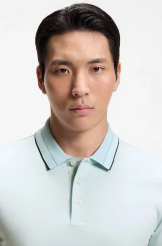 Slim-fit polo shirt in mercerized cotton