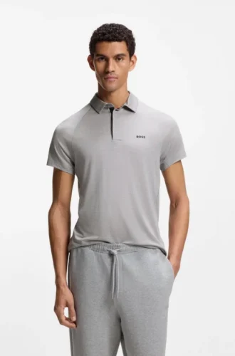 Slim-fit polo shirt with temperature-regulating performance