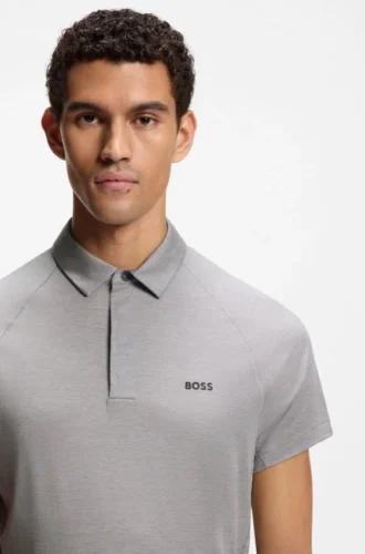 Slim-fit polo shirt with temperature-regulating performance