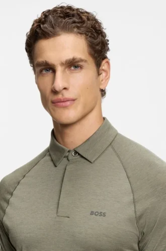 Slim-fit polo shirt with temperature-regulating performance