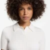 Slim-fit ribbed sweater with polo collar