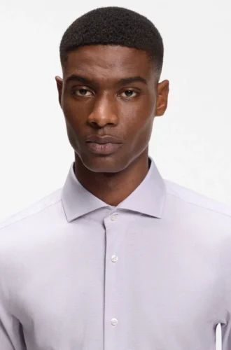 Slim-fit shirt in a structured cotton blend