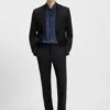 Slim-fit shirt in abstract-print poplin