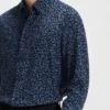 Slim-fit shirt in abstract-print poplin