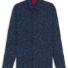 Slim-fit shirt in abstract-print poplin
