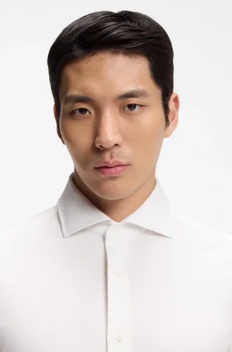 Slim-fit shirt in an Italian-made cotton blend