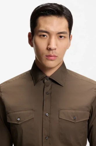 Slim-fit shirt in an Italian-made cotton blend