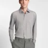 Slim-fit shirt in brushed performance-stretch flannel