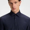 Slim-fit shirt in brushed performance-stretch flannel