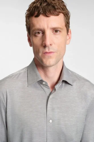 Slim-fit shirt in brushed performance-stretch flannel