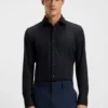 Slim-fit shirt in brushed stretch flannel