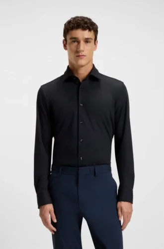 Slim-fit shirt in brushed stretch flannel
