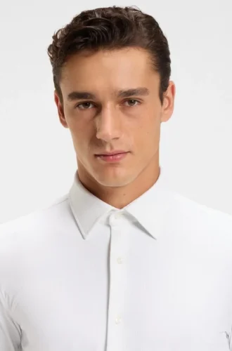 Slim-fit shirt in brushed stretch flannel