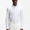 Slim-fit shirt in cotton and linen