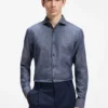 Slim-fit shirt in cotton and linen