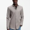 Slim-fit shirt in cotton and linen