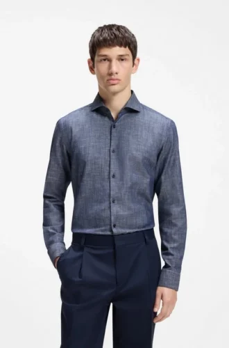 Slim-fit shirt in cotton and linen Slim-fit shirt in cotton and linen