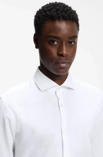 Slim-fit shirt in cotton and linen