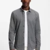 Slim-fit shirt in cotton-blend jacquard