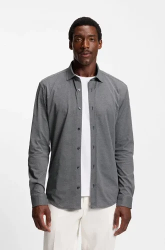 Slim-fit shirt in cotton-blend jacquard