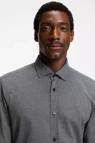 Slim-fit shirt in cotton-blend jacquard
