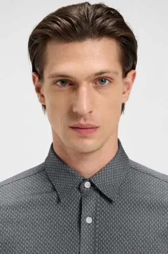 Slim-fit shirt in cotton-blend jacquard