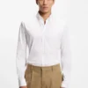 Slim-fit shirt in cotton-blend poplin